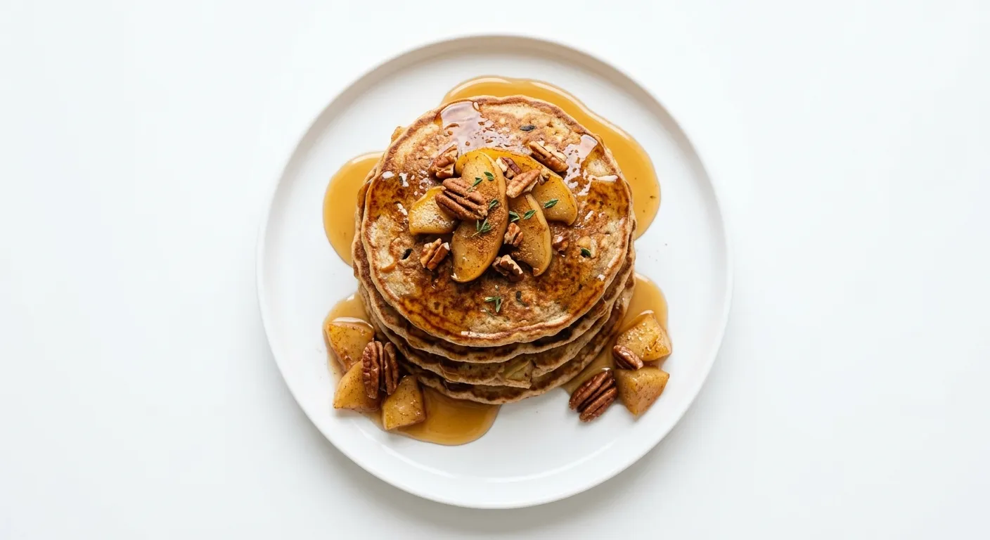 Vegan Apple Cinnamon Pancakes with Maple Syrup