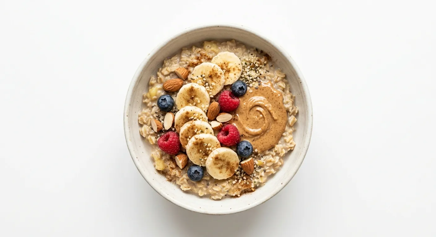 Vegan Banana Oatmeal with Almond Butter