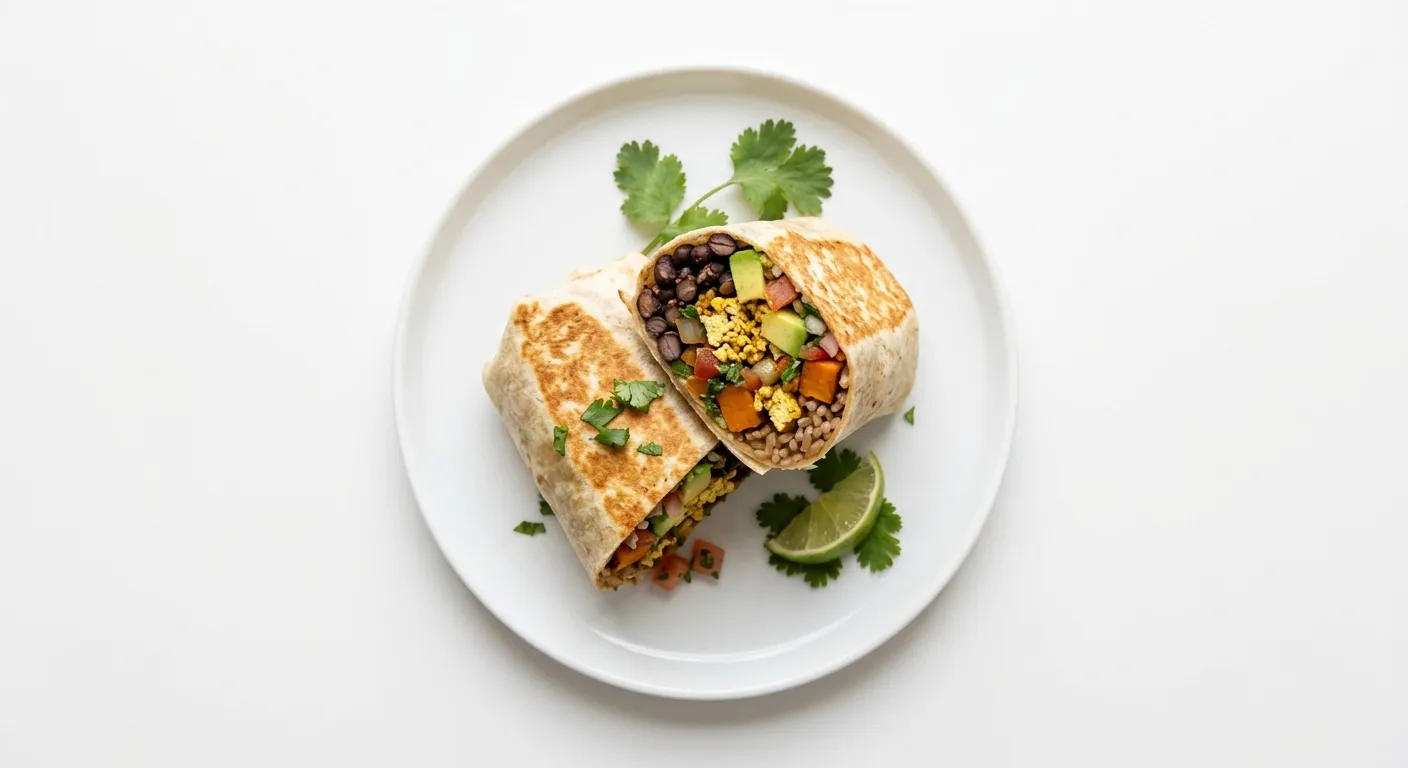 Vegan Breakfast Burrito with Black Beans and Avocado