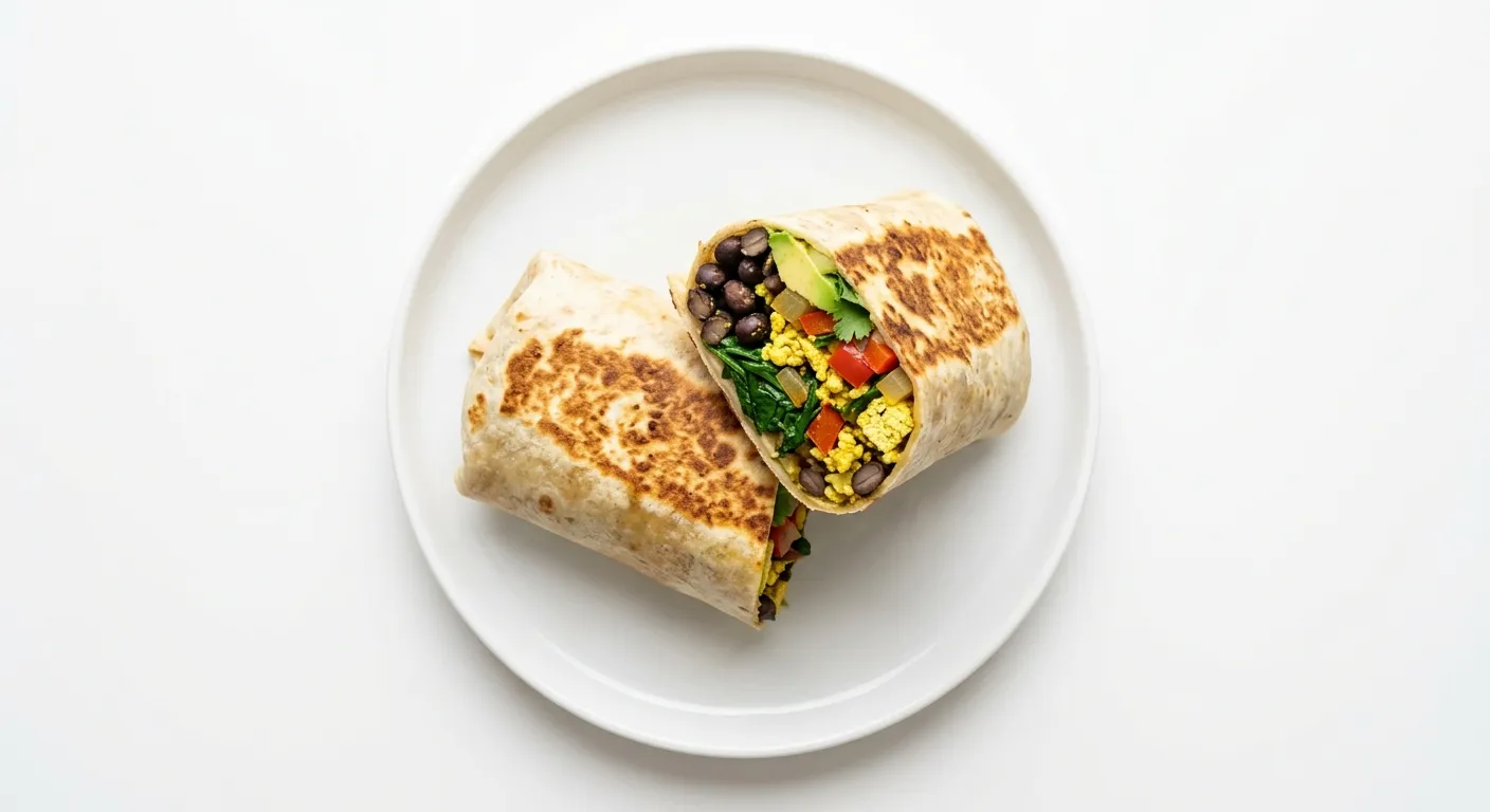Vegan Breakfast Burrito with Spinach and Black Beans