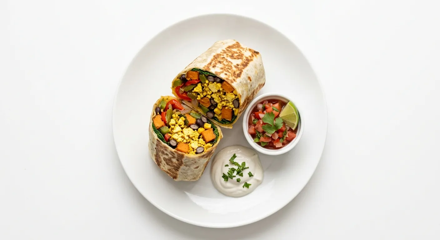 Vegan Breakfast Burrito with Tofu and Veggies