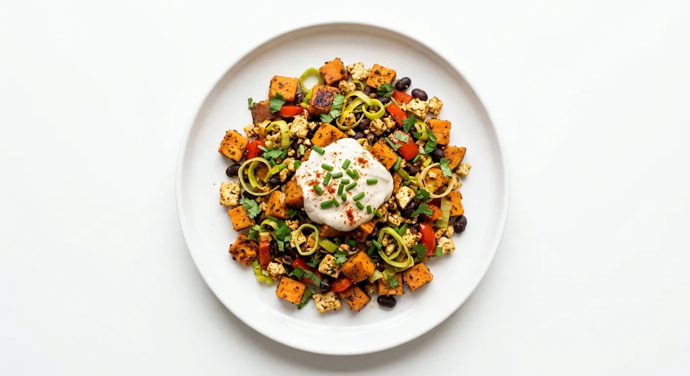Vegan Breakfast Hash with Leeks and Sweet Potatoes