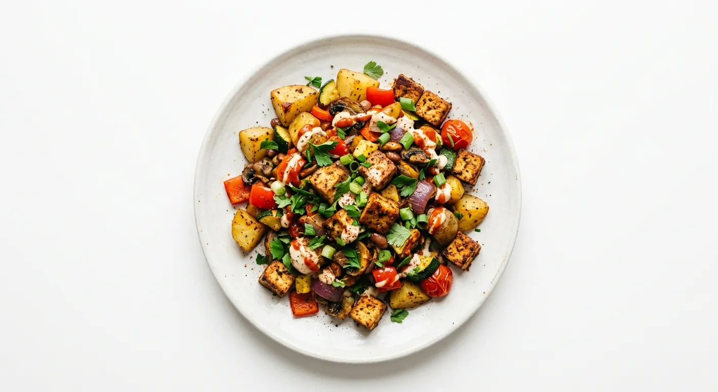 Vegan Breakfast Hash with Tofu and Vegetables