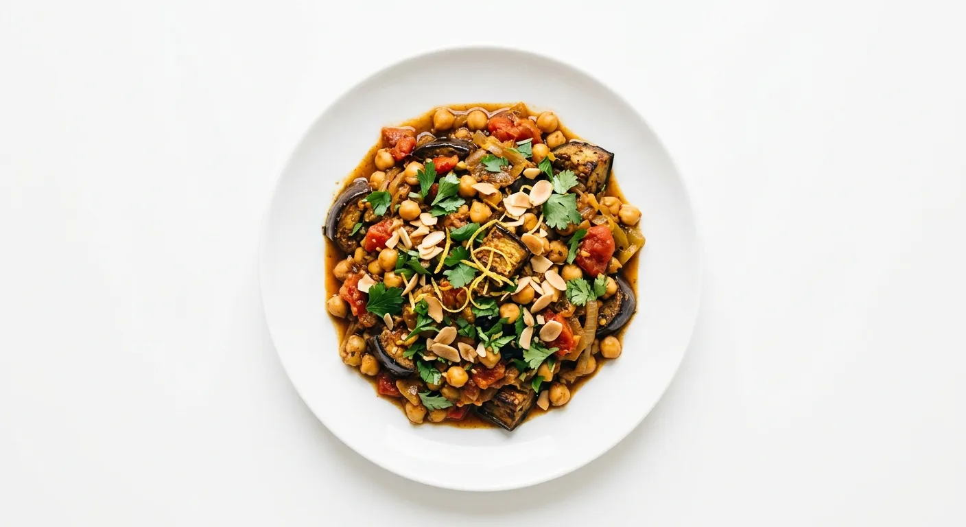 Spicy Vegan Eggplant and Chickpea Tagine