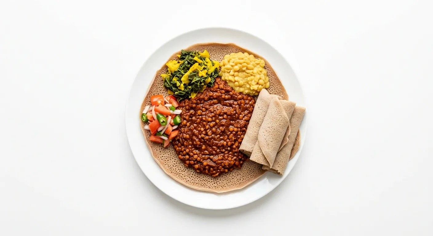 Vegan Ethiopian Lentil Stew with Injera