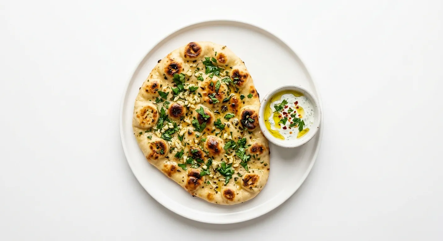 Vegan Garlic Naan with Herb Infusion