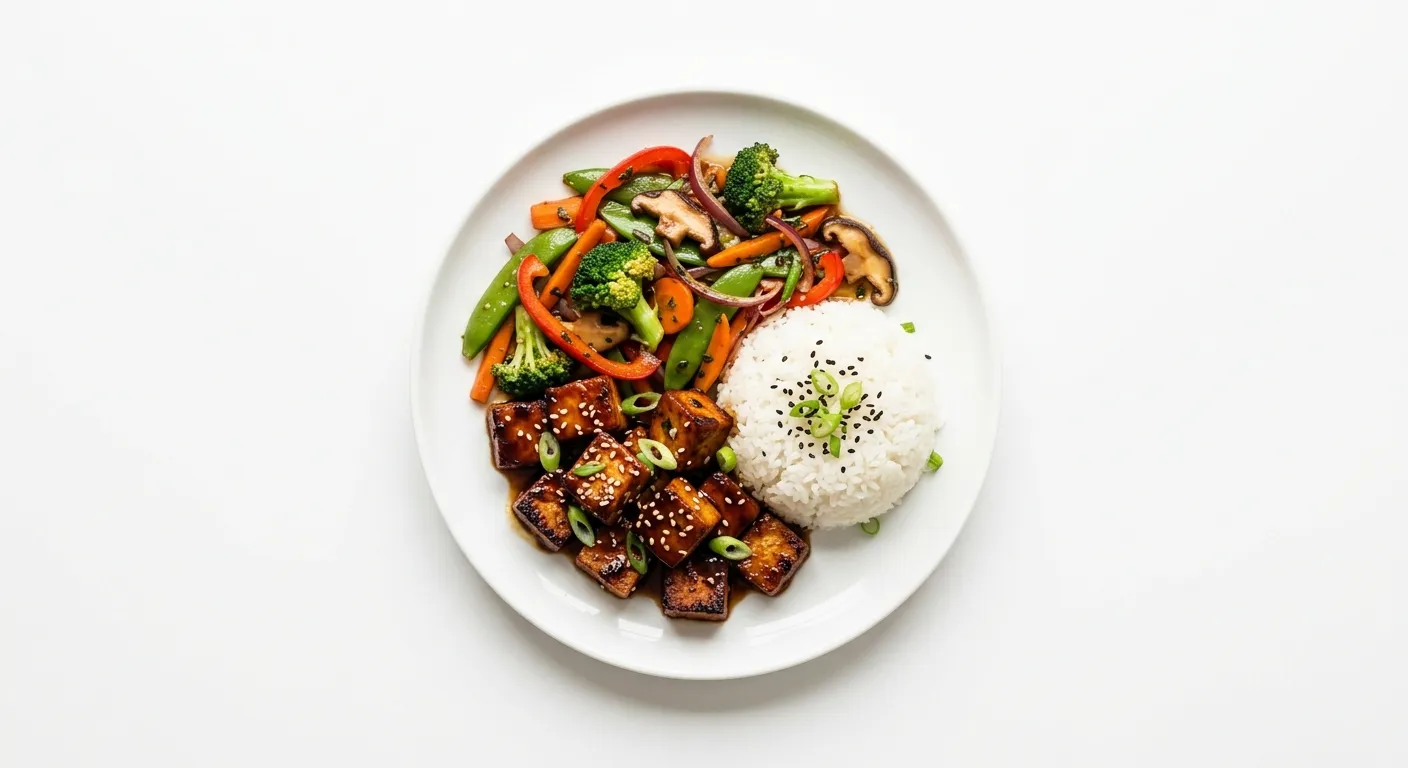 Vegan Japanese Teriyaki Tofu with Stir-Fried Vegetables