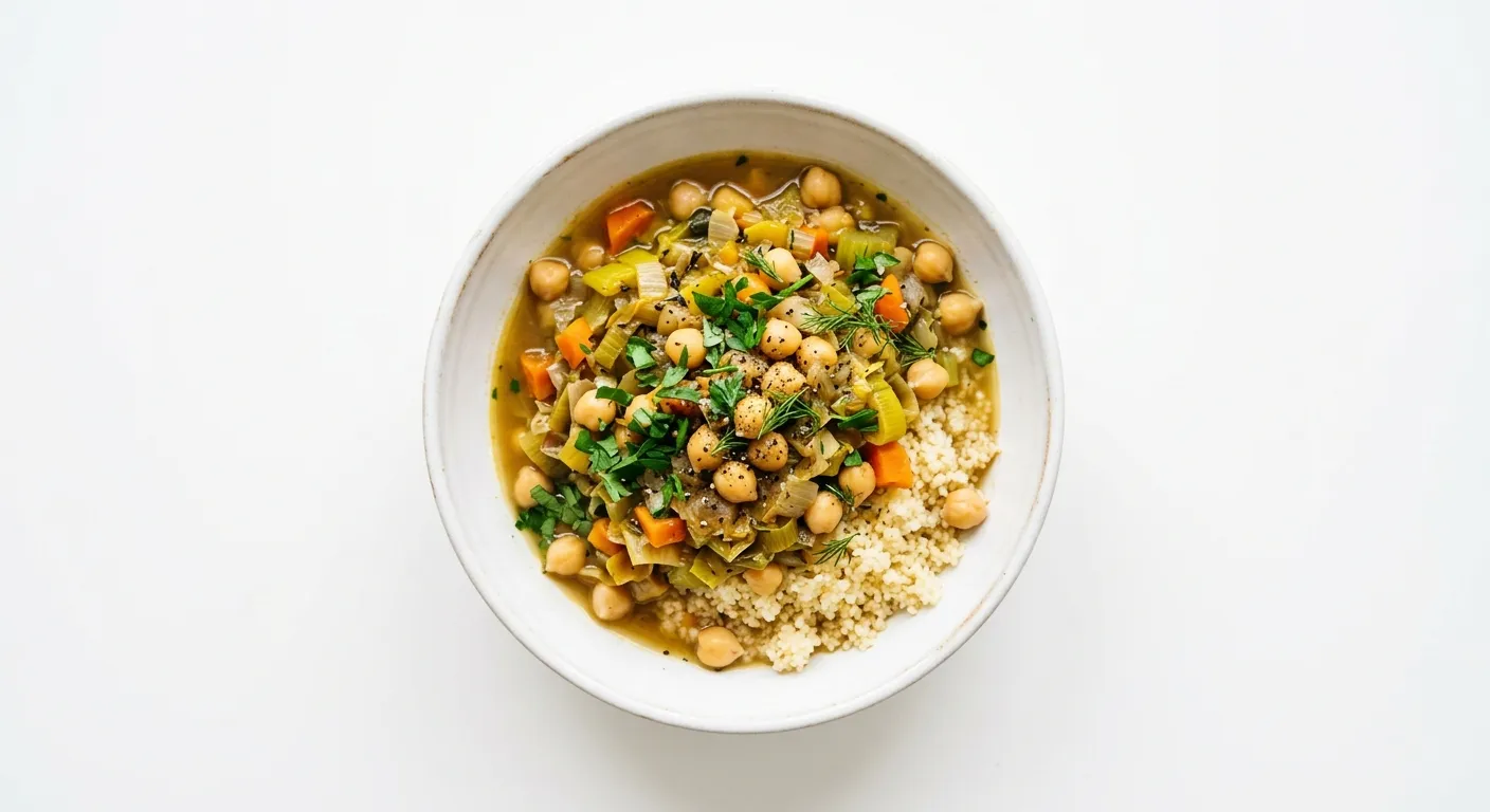 Vegan Leek and Chickpea Stew with Couscous