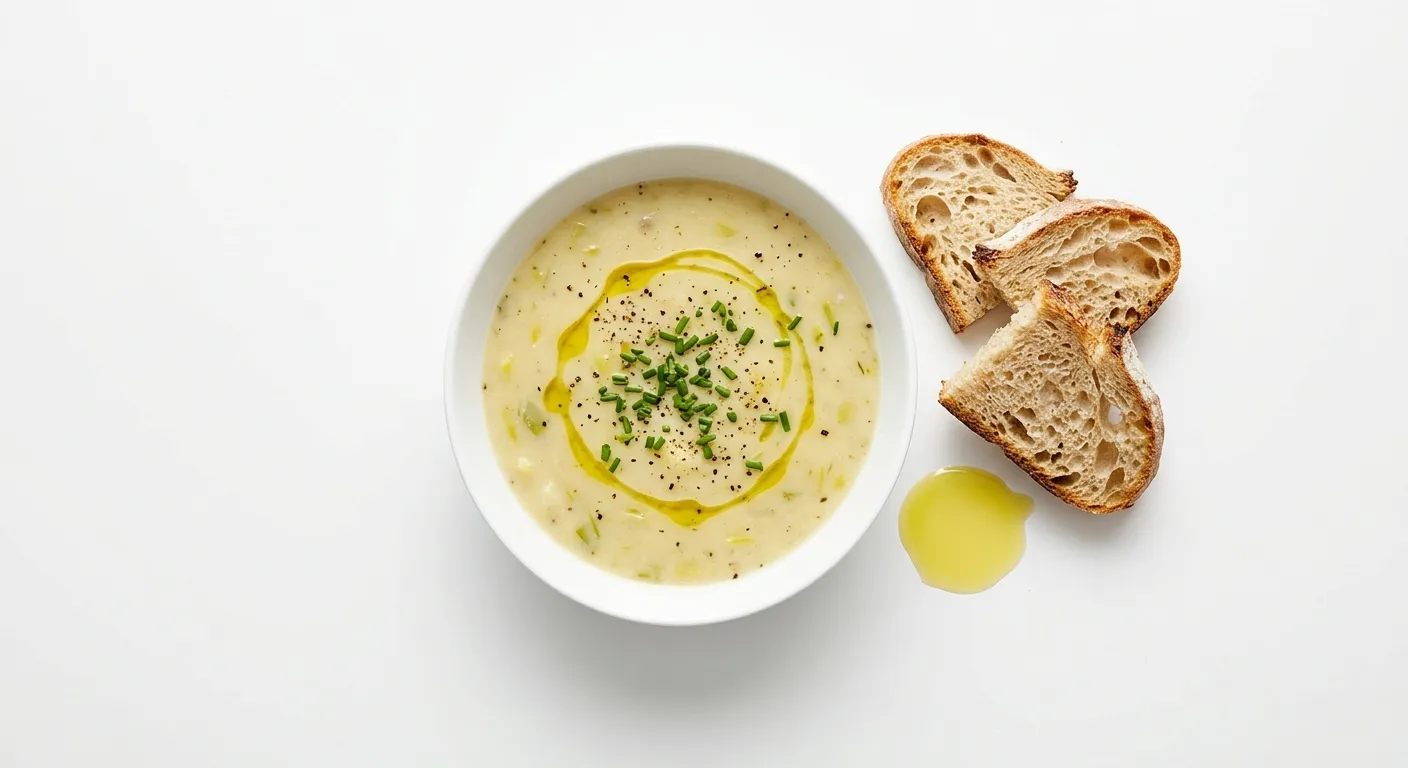 Vegan Leek and Potato Soup with Crusty Bread