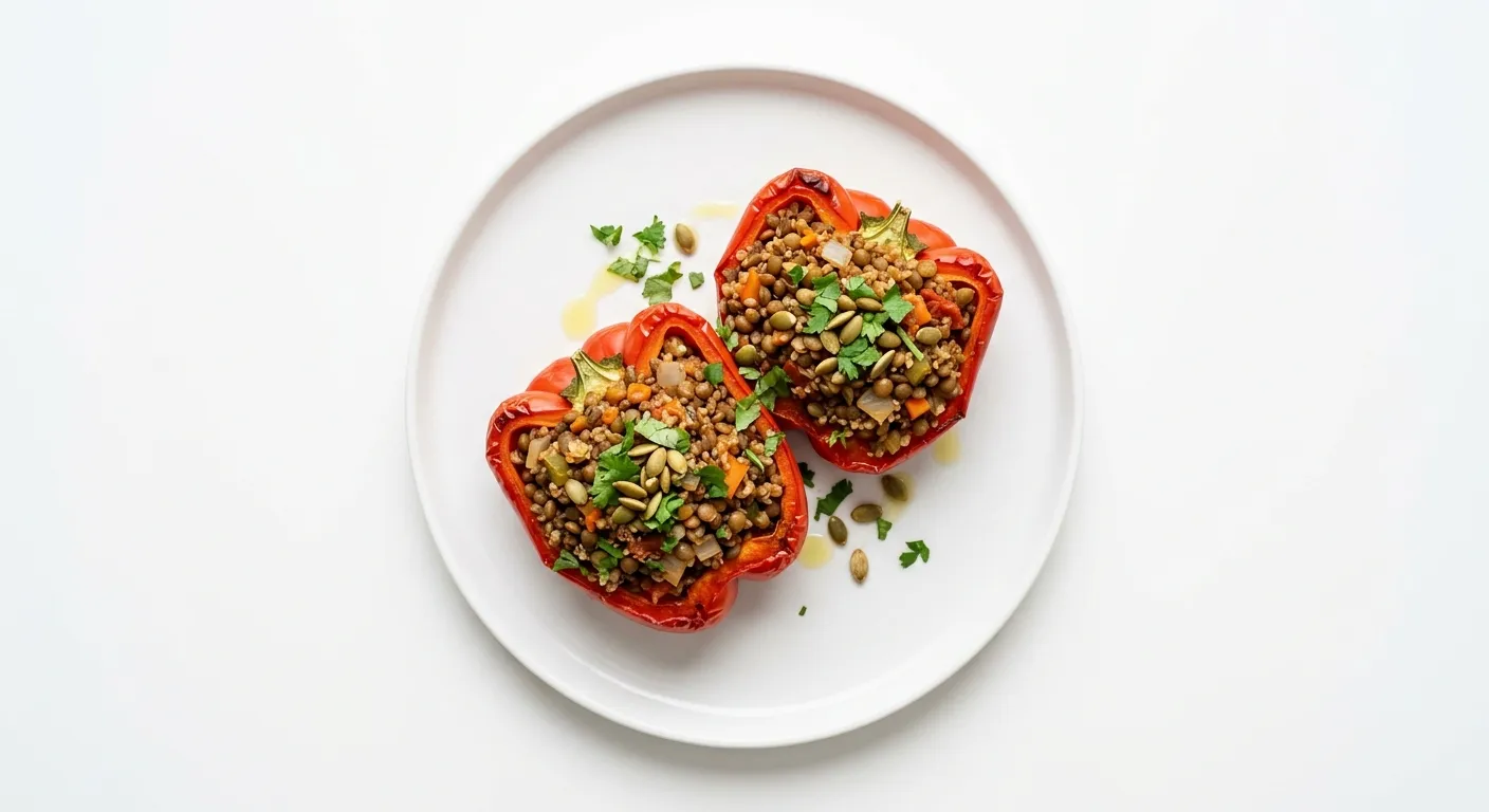 Vegan Lentil and Quinoa Stuffed Bell Peppers