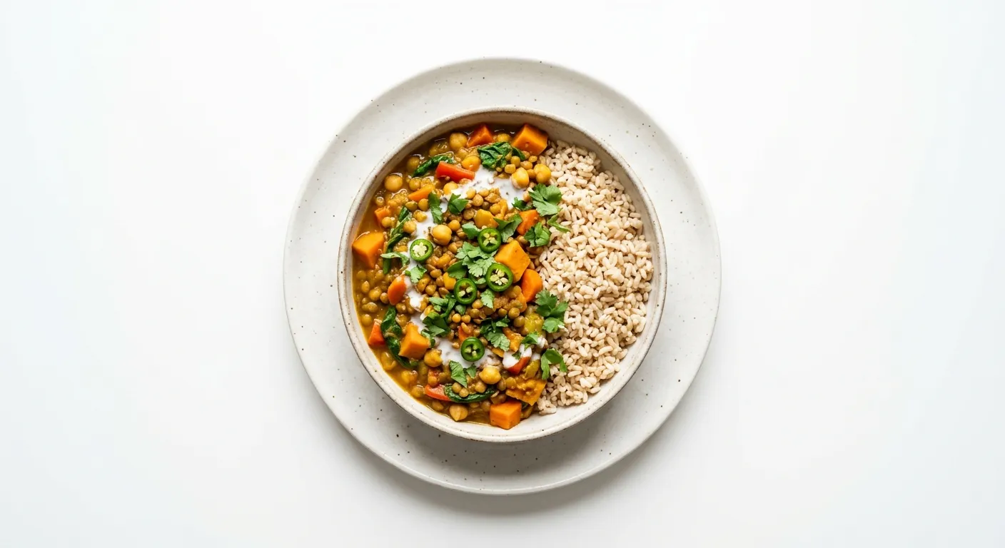 Vegan Lentil and Vegetable Curry with Brown Rice