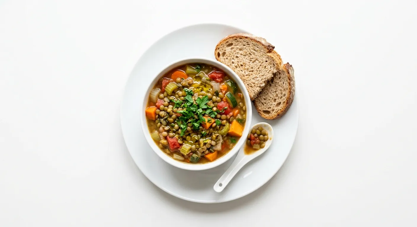 Vegan Lentil and Vegetable Stew with Whole Wheat Bread