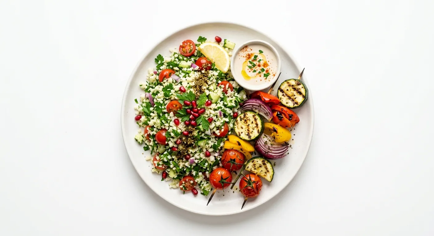 Vegan Mediterranean Quinoa-Free Tabbouleh with Grilled Vegetables
