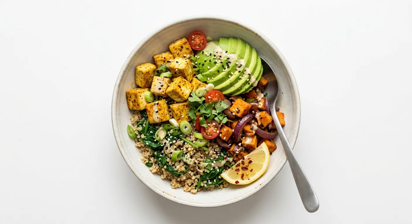Vegan Savory Breakfast Bowl with Tofu and Avocado