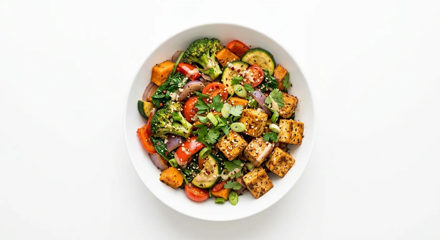 Vegan Savory Breakfast Bowl with Tofu and Vegetables