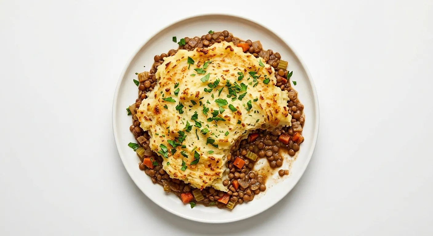 Vegan Shepherds Pie with Lentils and Mashed Potatoes