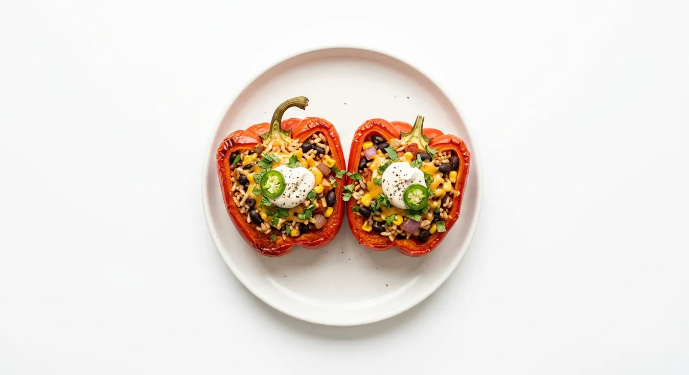 Vegan Stuffed Bell Peppers with Black Beans and Rice