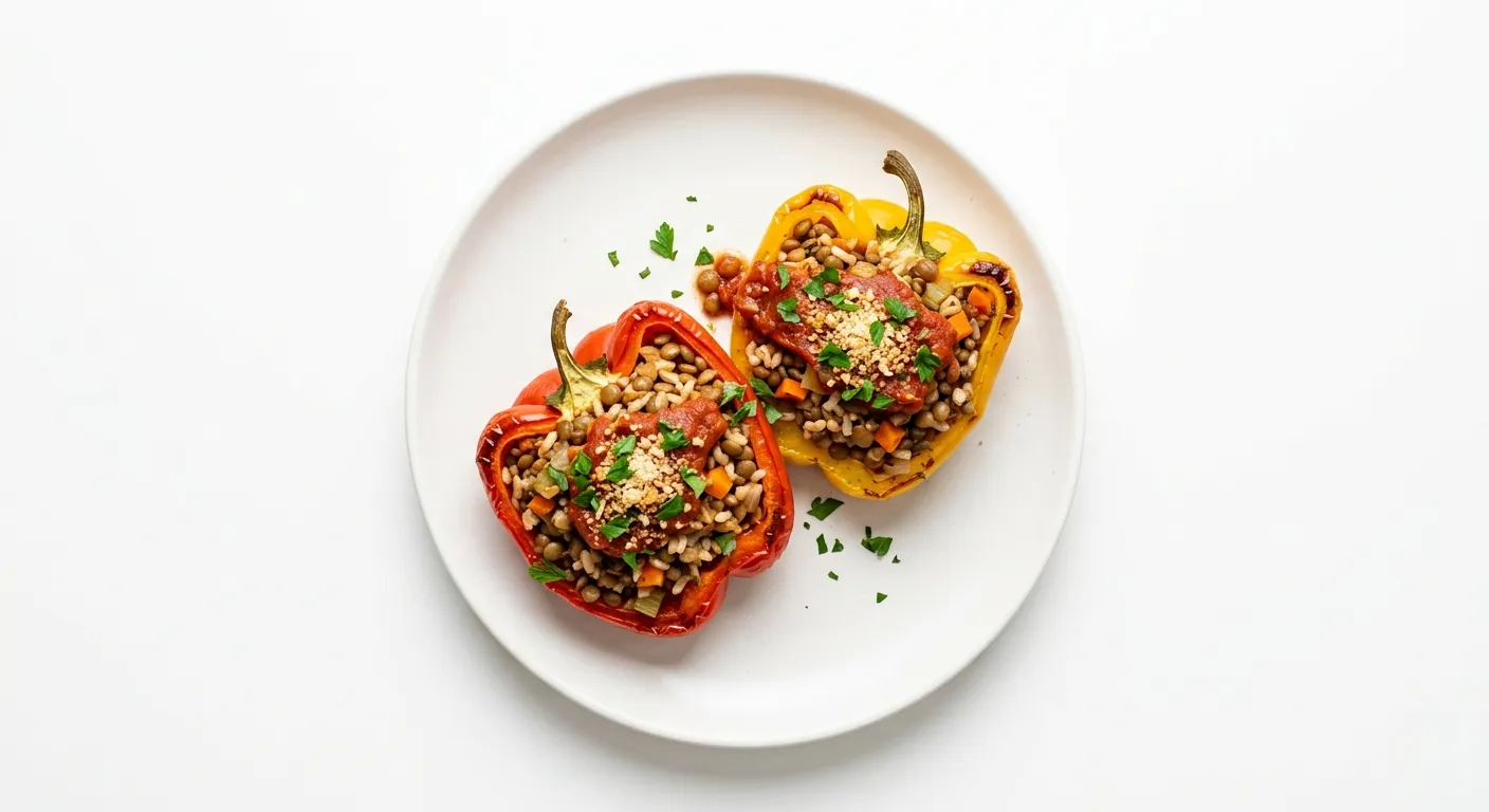 Vegan Stuffed Bell Peppers with Lentils and Brown Rice