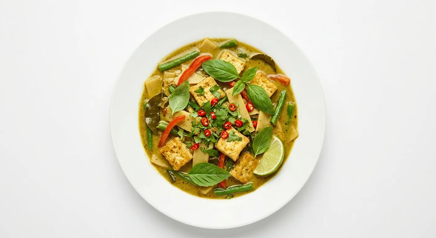 Vegan Thai Green Curry with Tofu and Vegetables