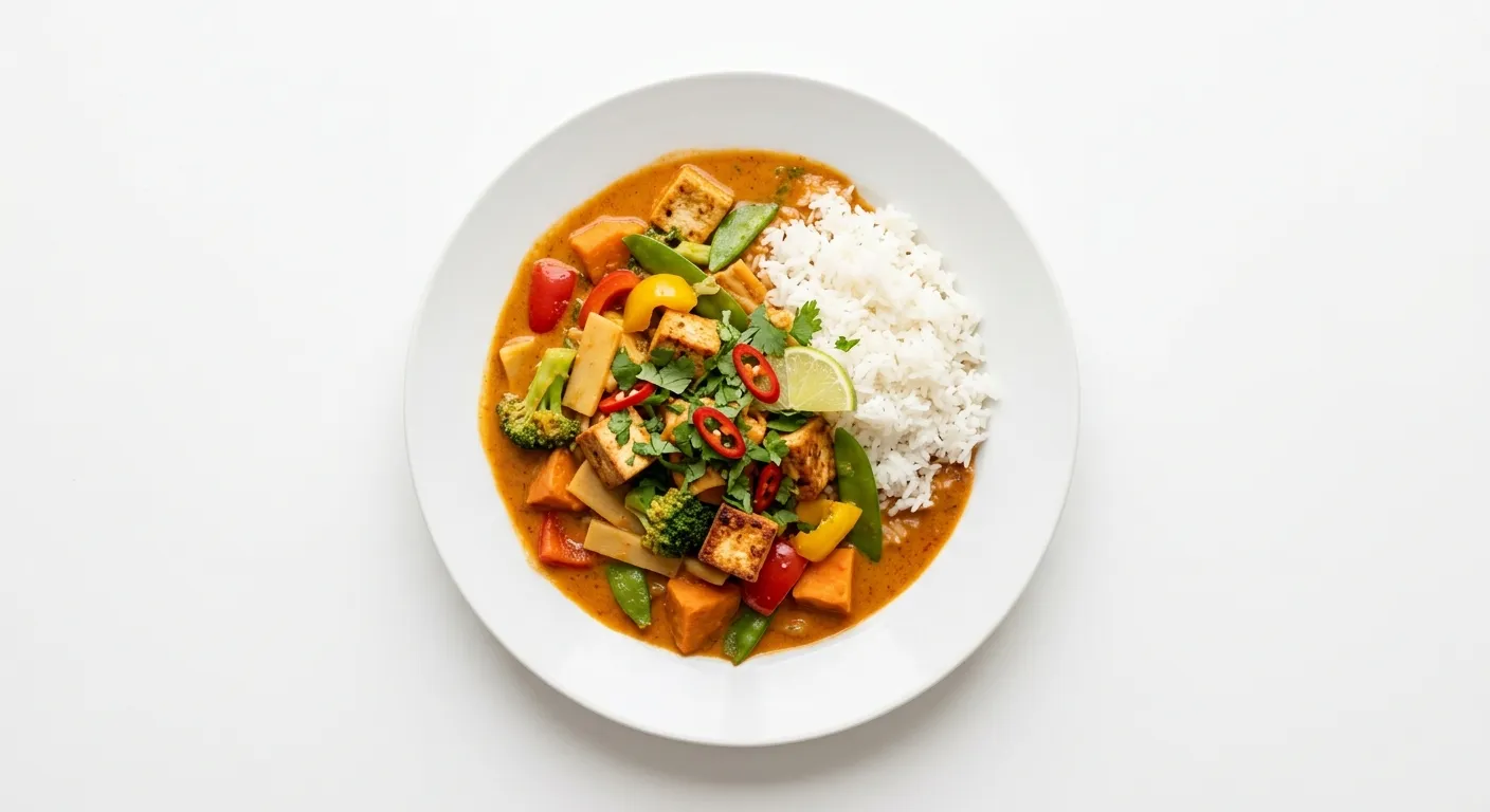 Vegan Thai Red Curry with Tofu and Vegetables