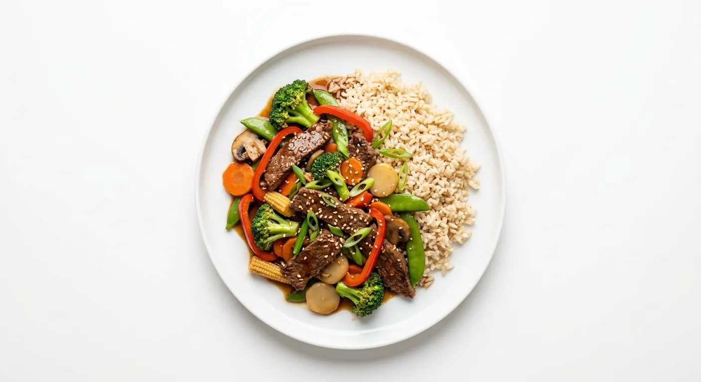 Autumn Vegetable and Beef Stir-Fry with Brown Rice