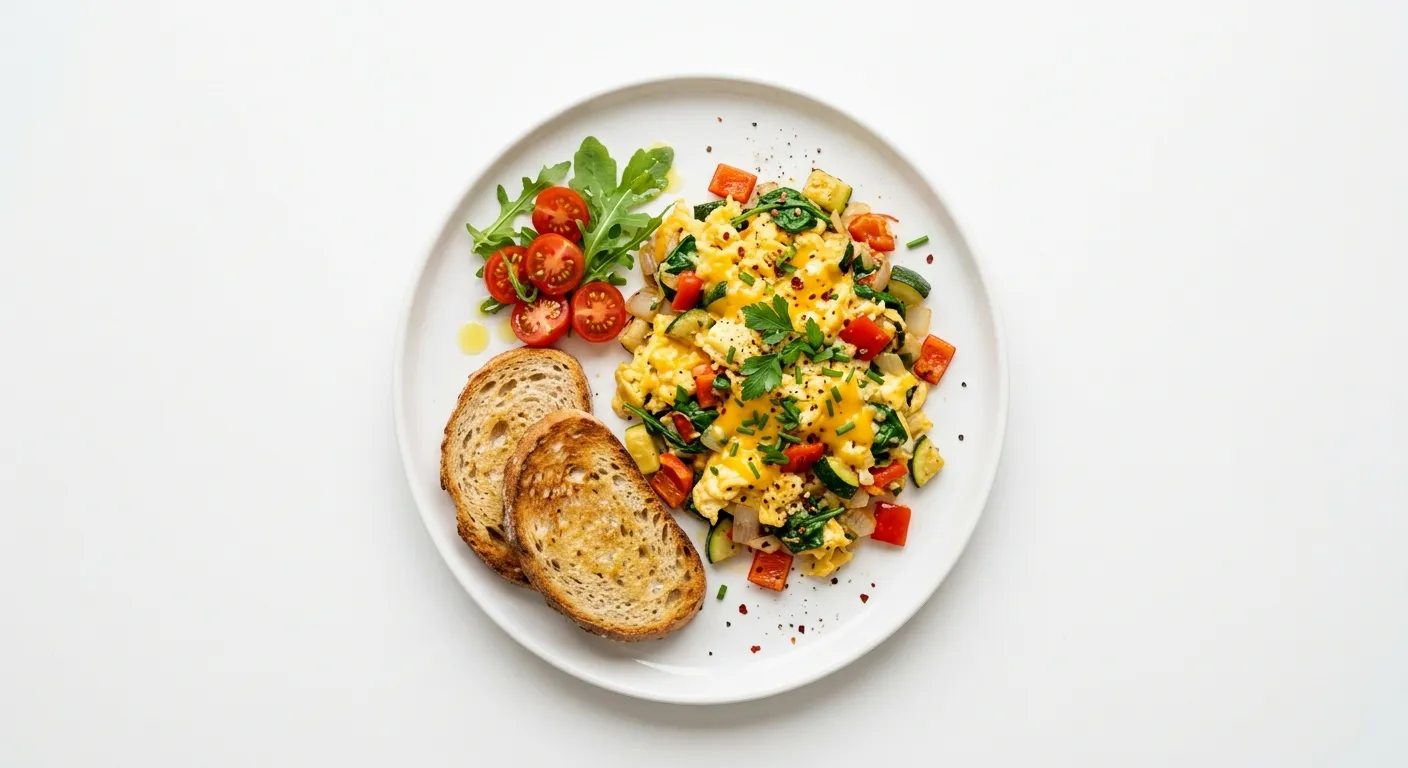 Autumn Vegetable and Cheese Breakfast Scramble