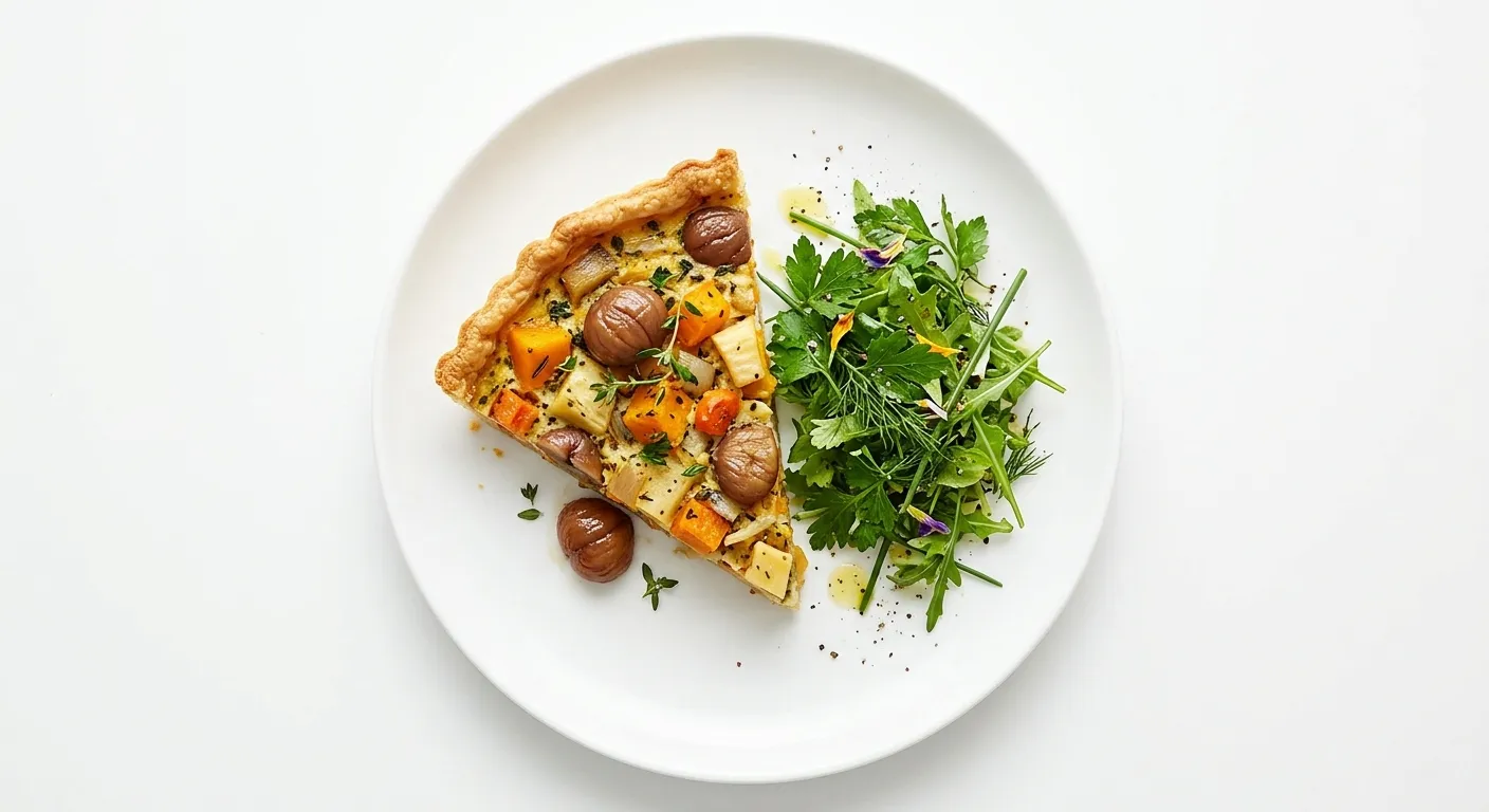 Autumn Vegetable and Chestnut Tart with Herb Salad