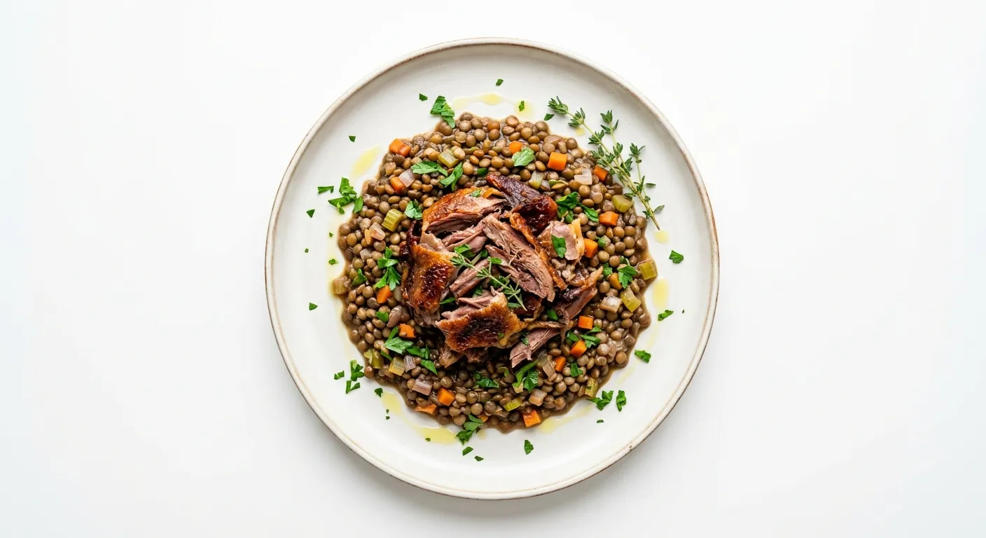Autumn Vegetable and Duck Confit with Lentils