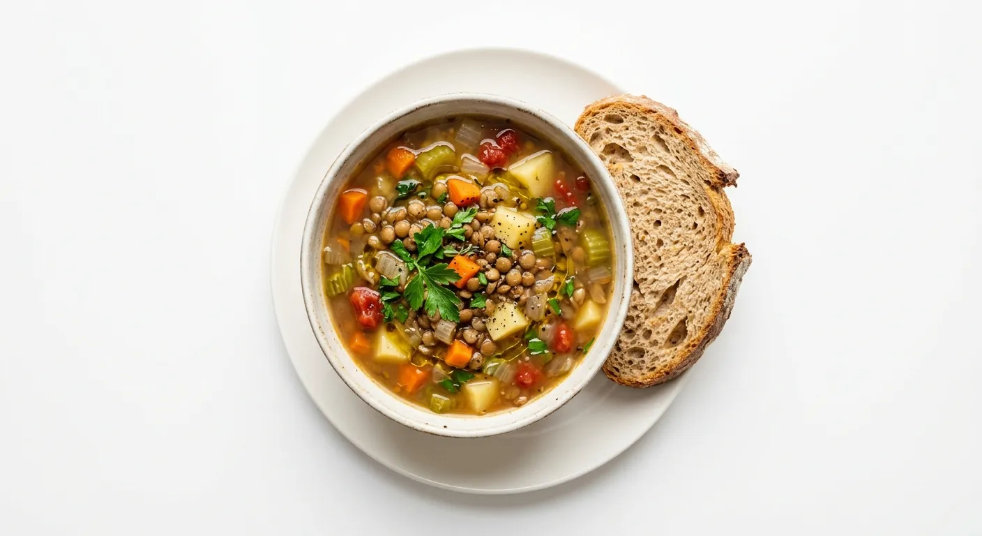 Vegetable and Lentil Soup with Whole Wheat Bread