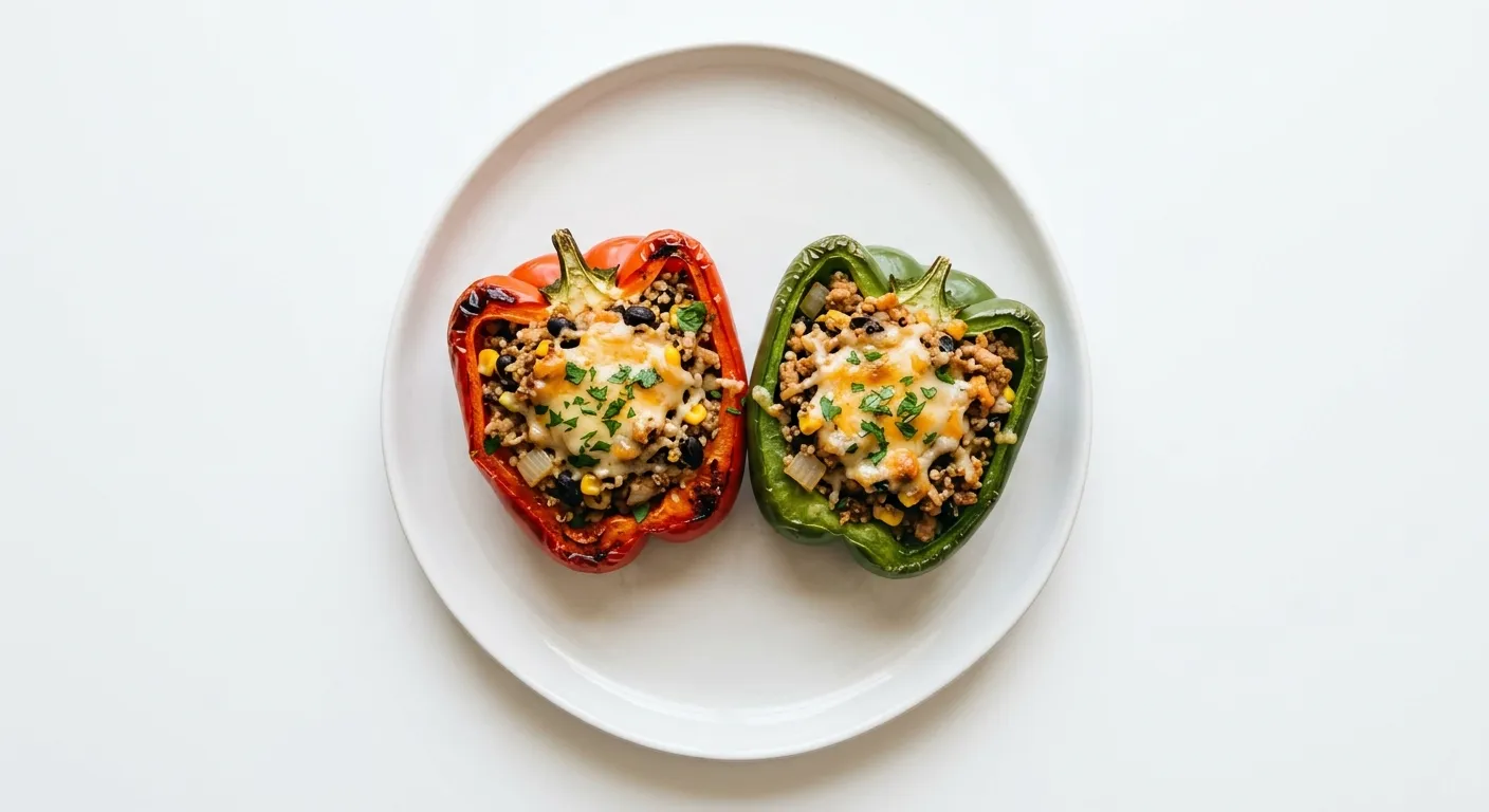 Autumn Vegetable and Turkey Stuffed Bell Peppers