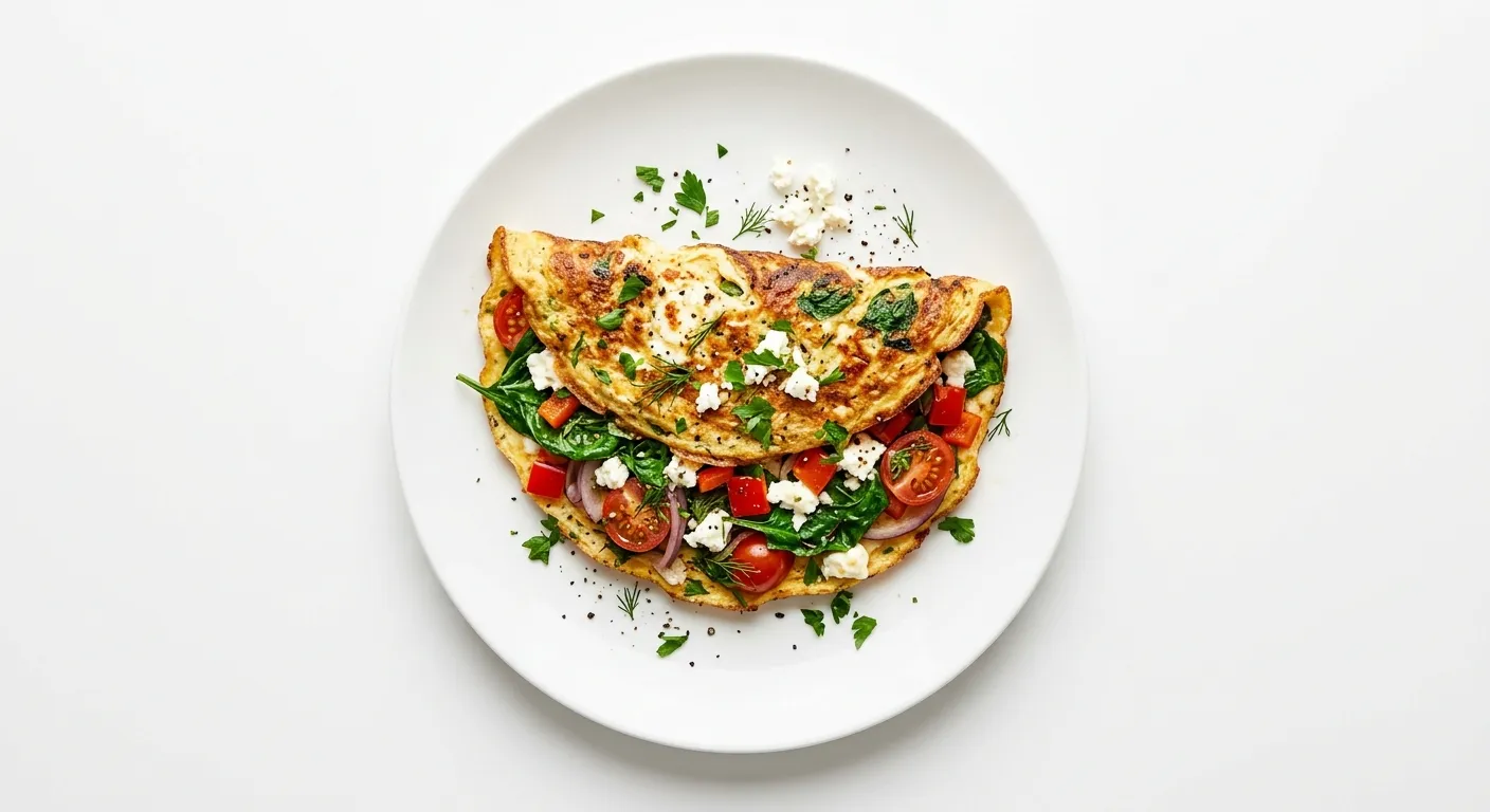 Spicy Vegetable Omelette with Spinach and Feta