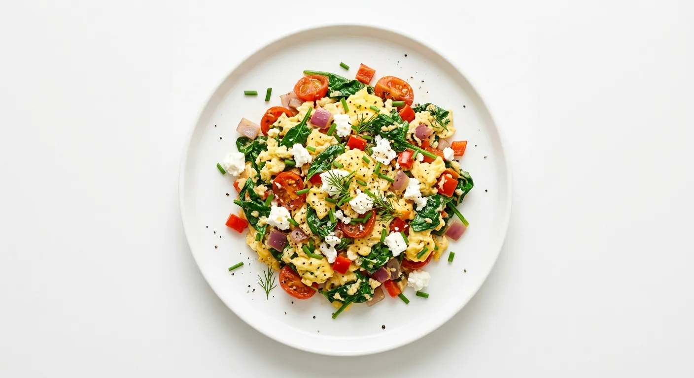 Autumn Vegetable Scramble with Spinach and Feta
