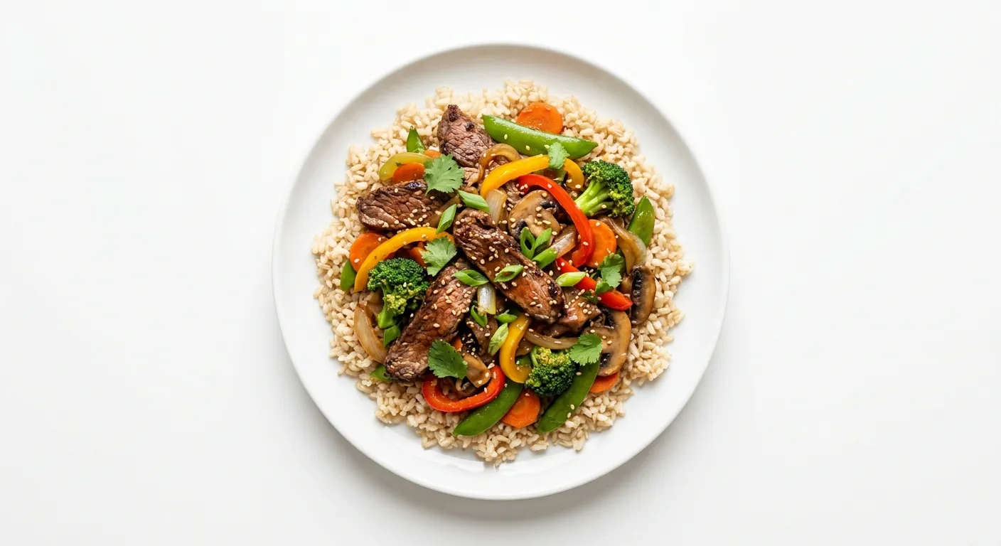 Autumn Vegetable Stir-Fry with Beef and Brown Rice