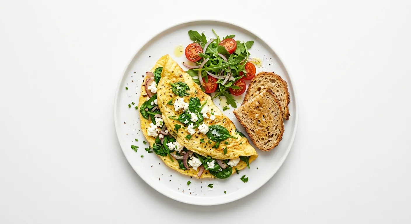 Vegetarian Breakfast Omelette with Spinach and Feta