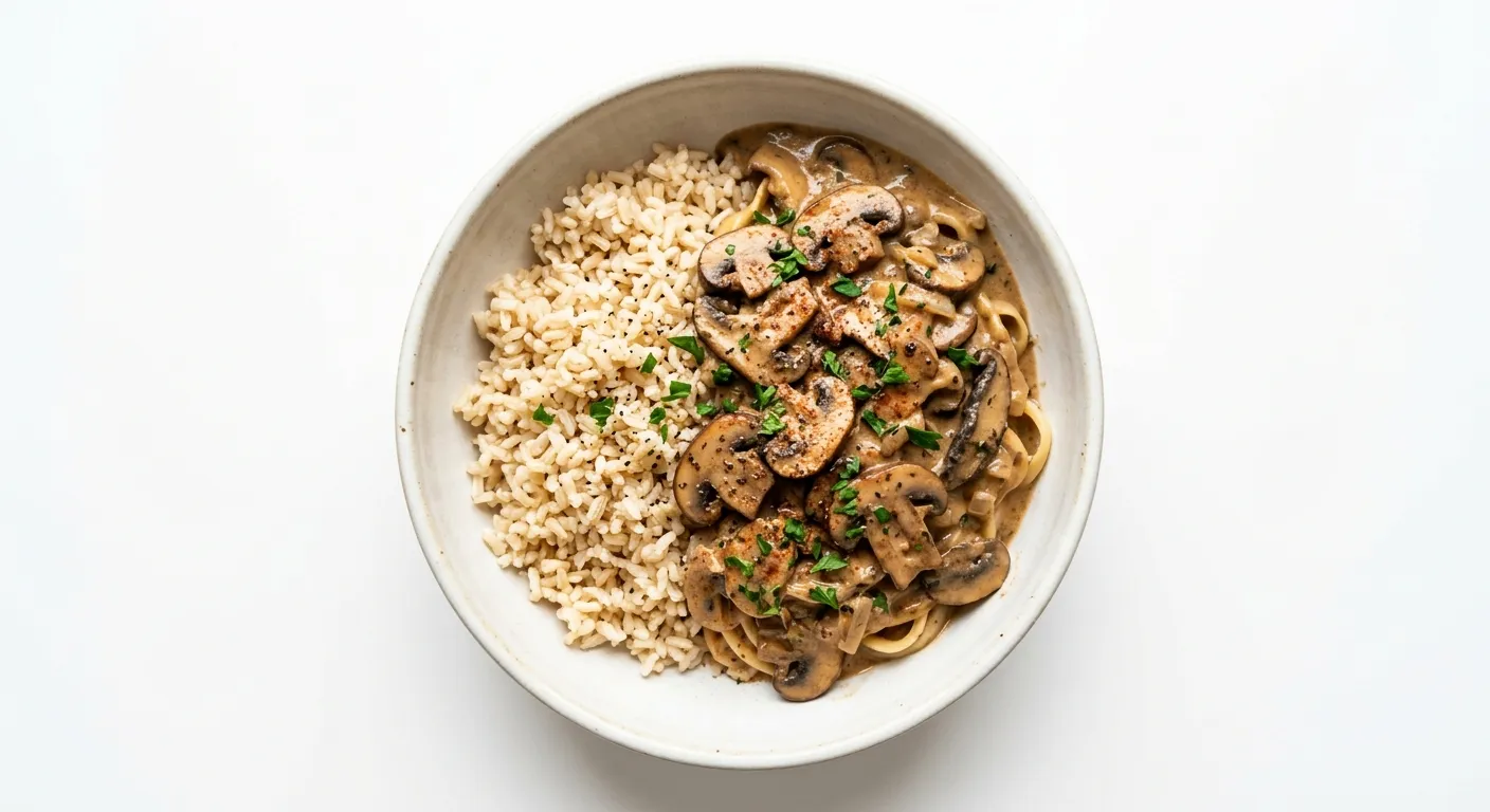 Vegetarian Mushroom Stroganoff with Brown Rice