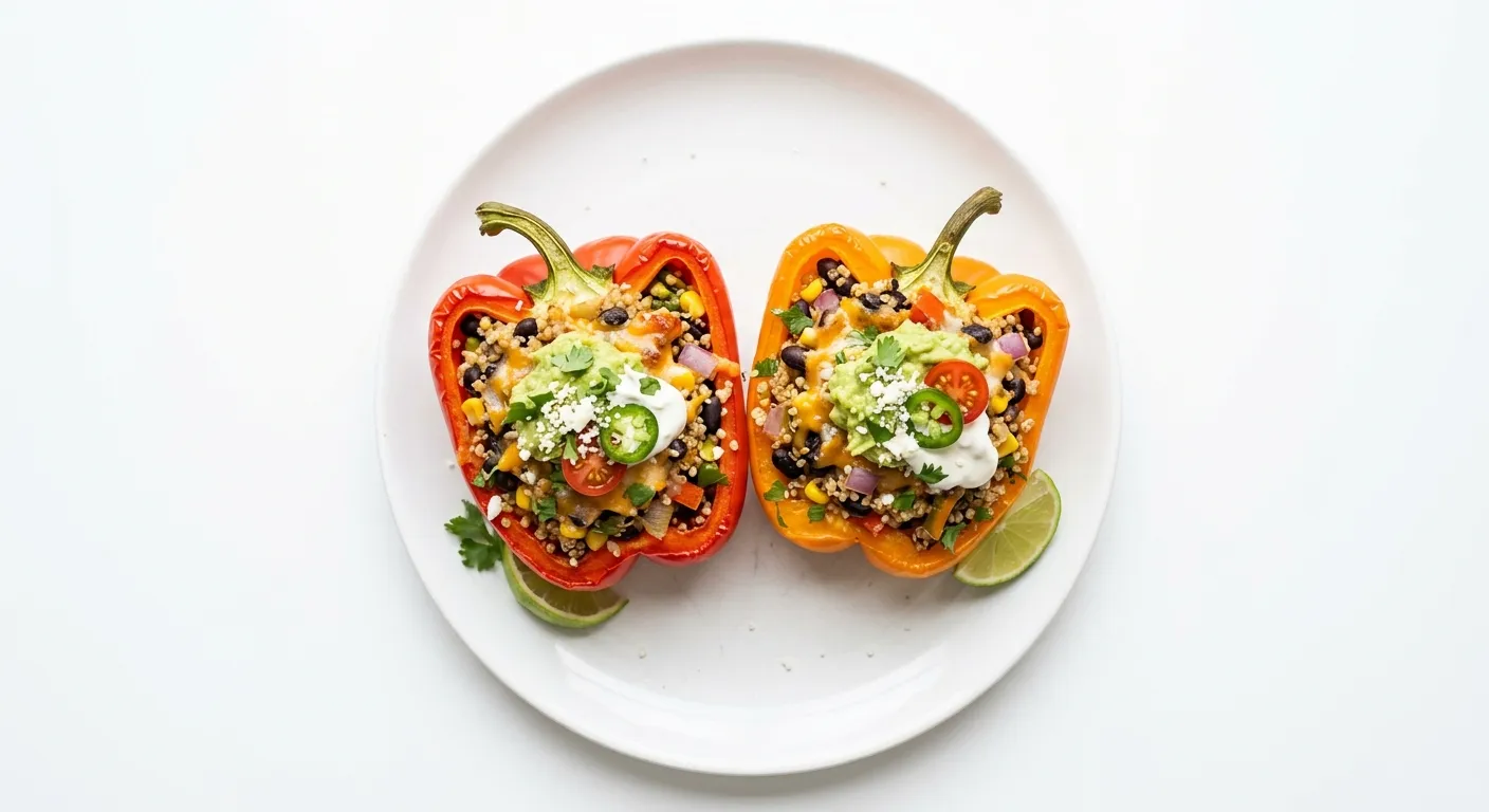 Vegetarian Quinoa and Black Bean Stuffed Bell Peppers