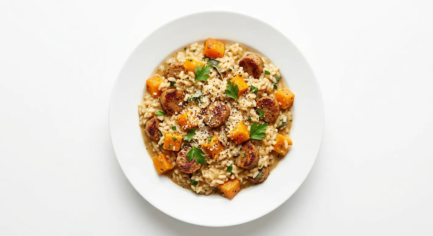 Gourmet Vegetarian Sausage and Butternut Squash Risotto