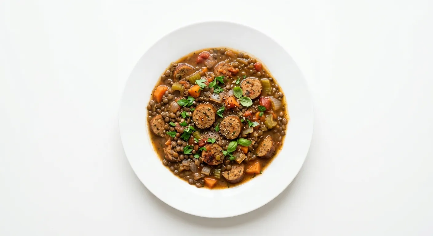 Gourmet Vegetarian Sausage and Lentil Stew