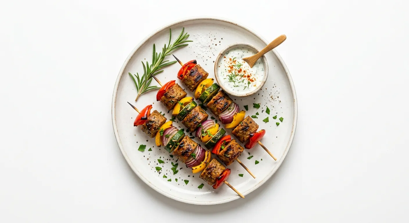Vegetarian Sausage and Veggie Skewers
