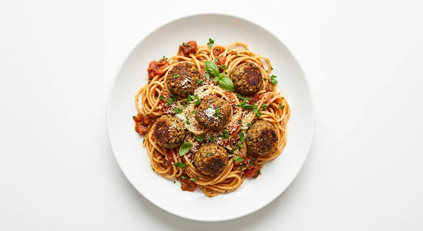 Vegetarian Spaghetti and Lentil Balls
