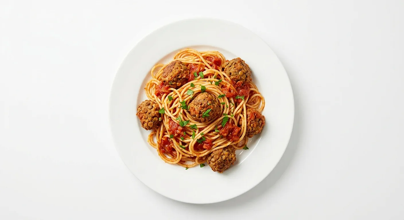Vegetarian Spaghetti with Lentil Meatballs