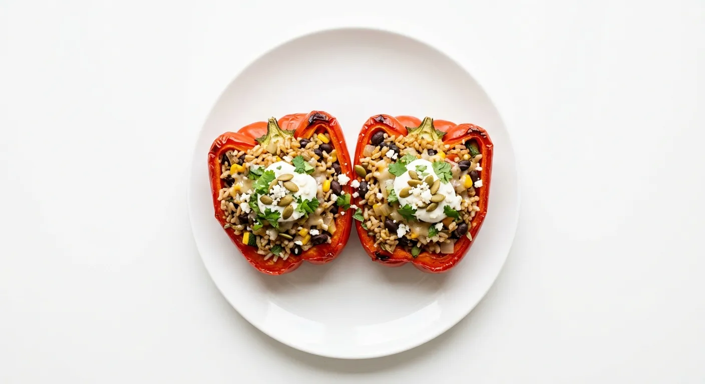 Vegetarian Stuffed Bell Peppers with Brown Rice and Beans