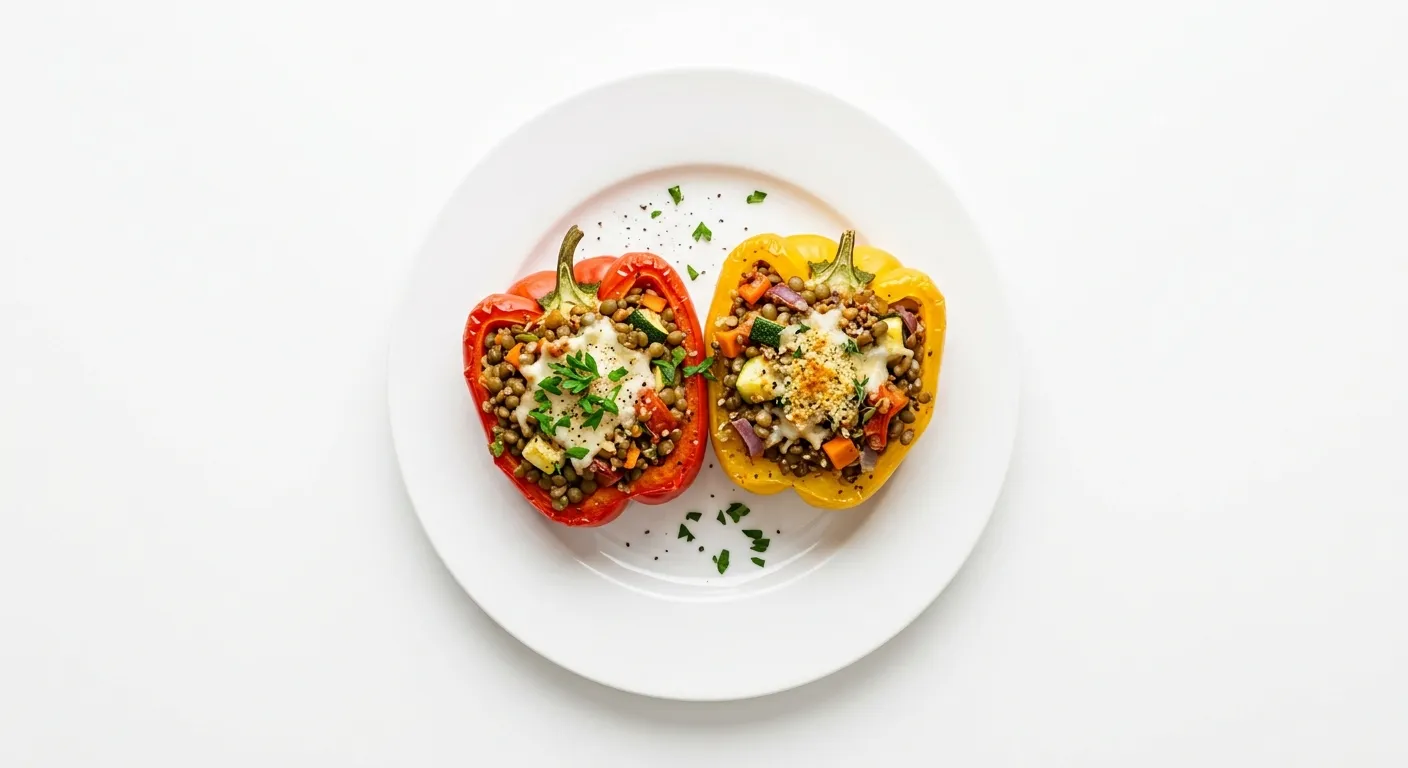 Vegetarian Stuffed Bell Peppers with Lentils and Vegetables