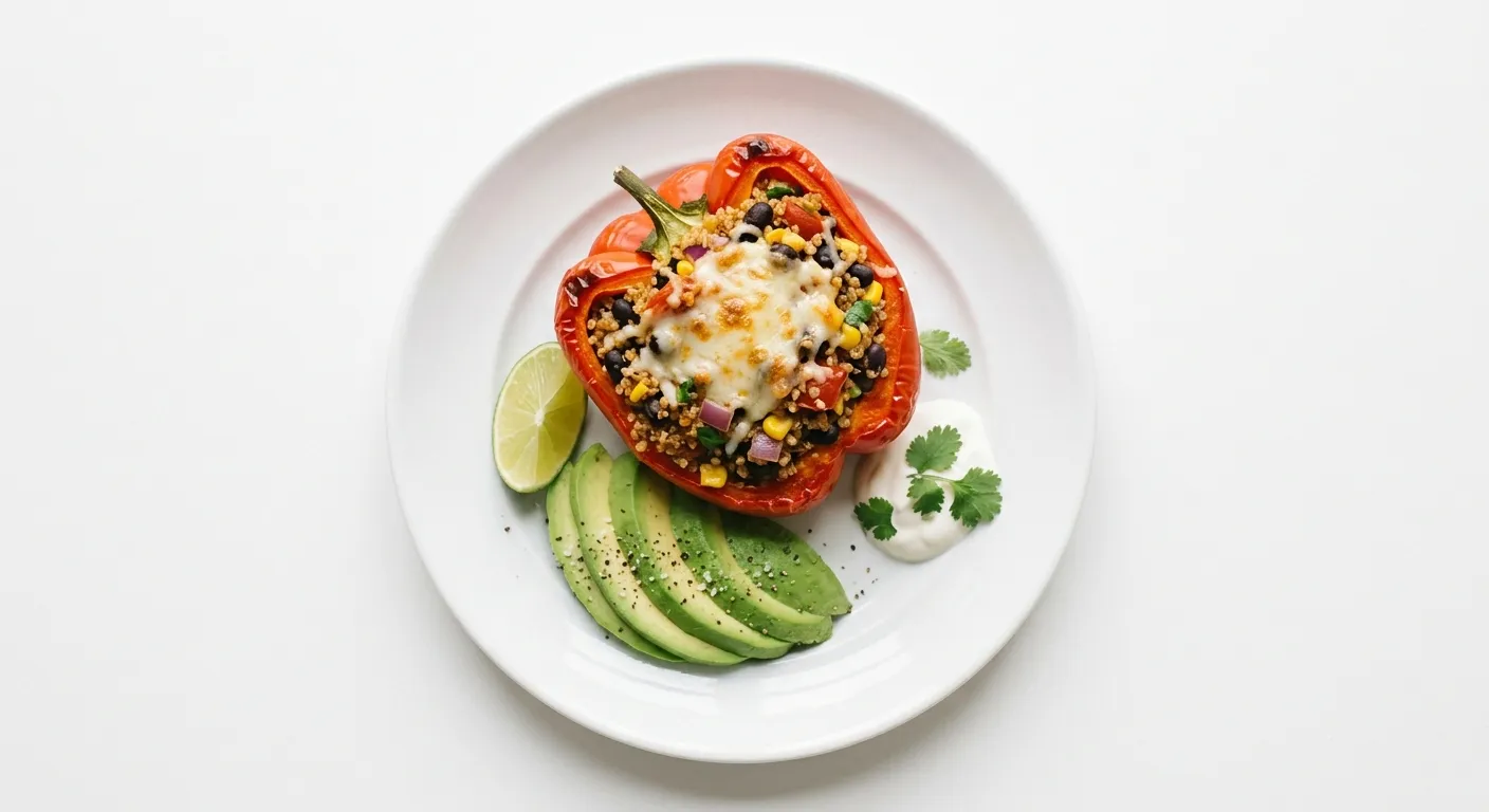 Vegetarian Stuffed Bell Peppers with Quinoa and Avocado