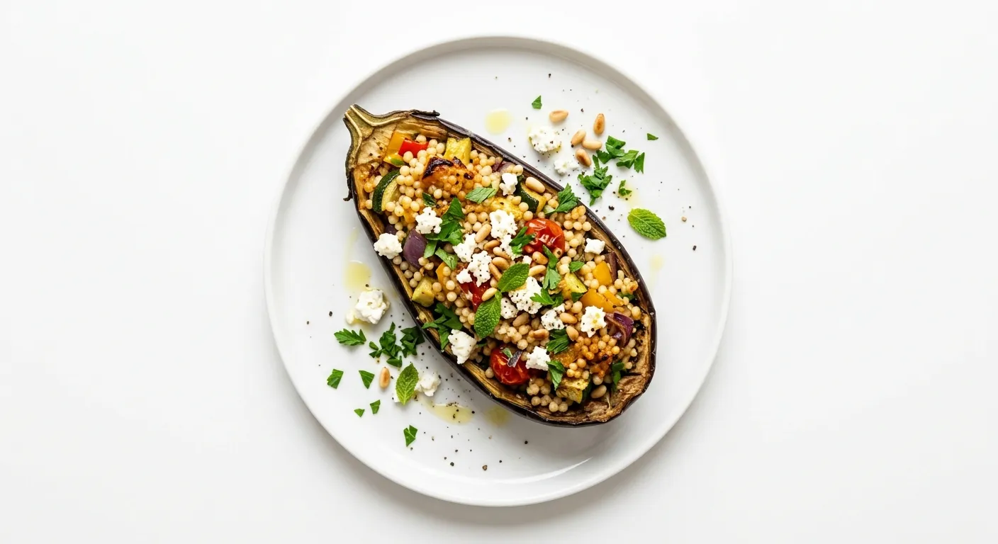 Vegetarian Stuffed Eggplant with Couscous and Feta