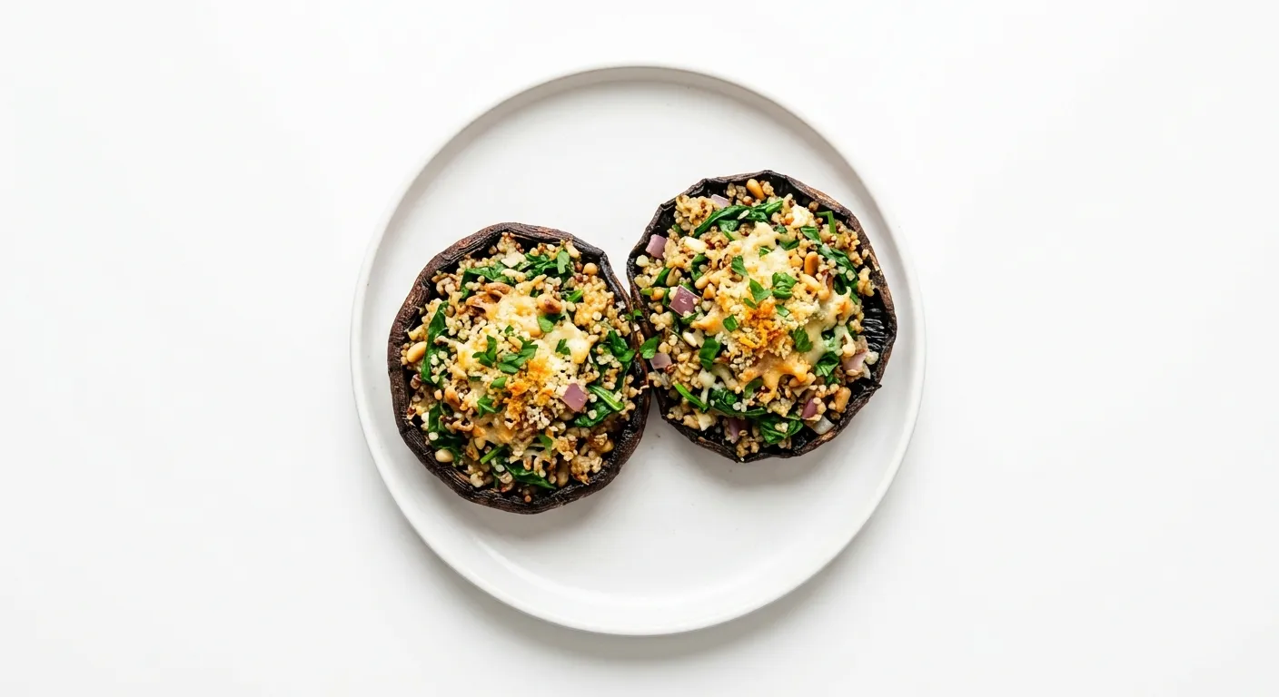 Vegetarian Stuffed Portobello Mushrooms with Quinoa and Spinach