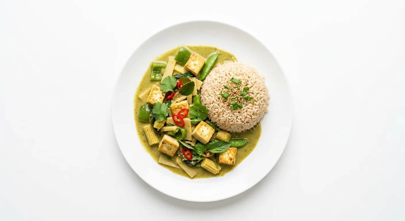 Vegetarian Thai Green Curry with Tofu and Brown Rice