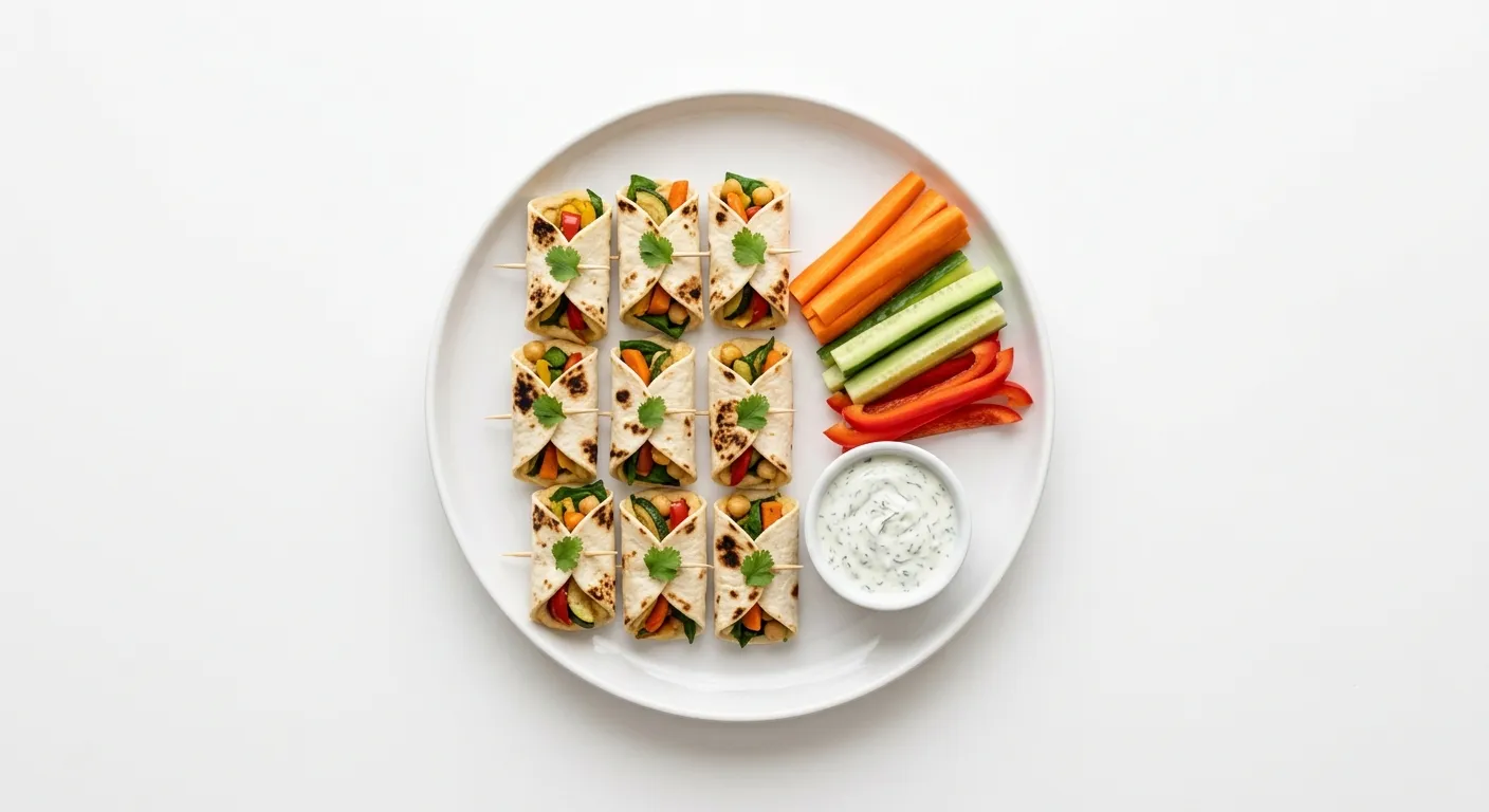 Vegetarian Tiny Wraps with Veggie Sticks
