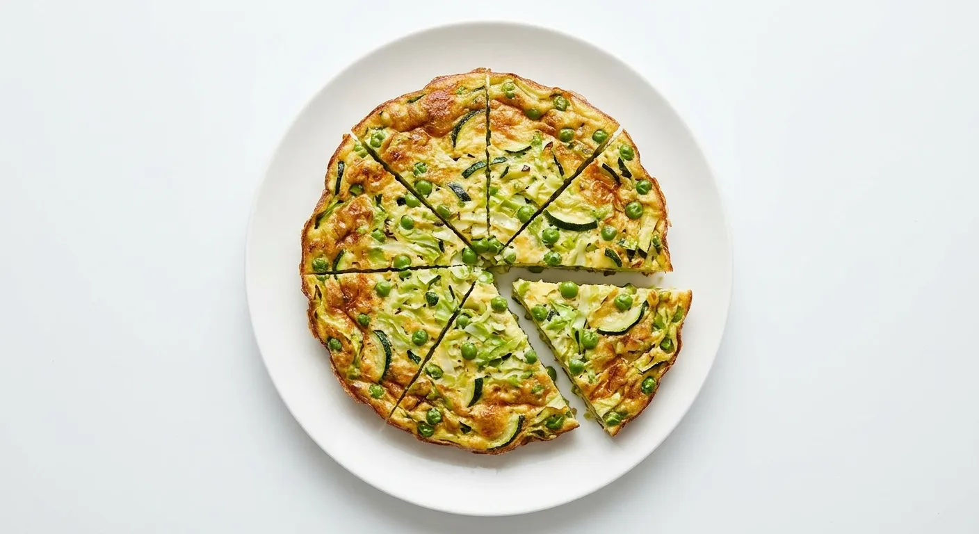 Zucchini and Cabbage Frittata with Peas