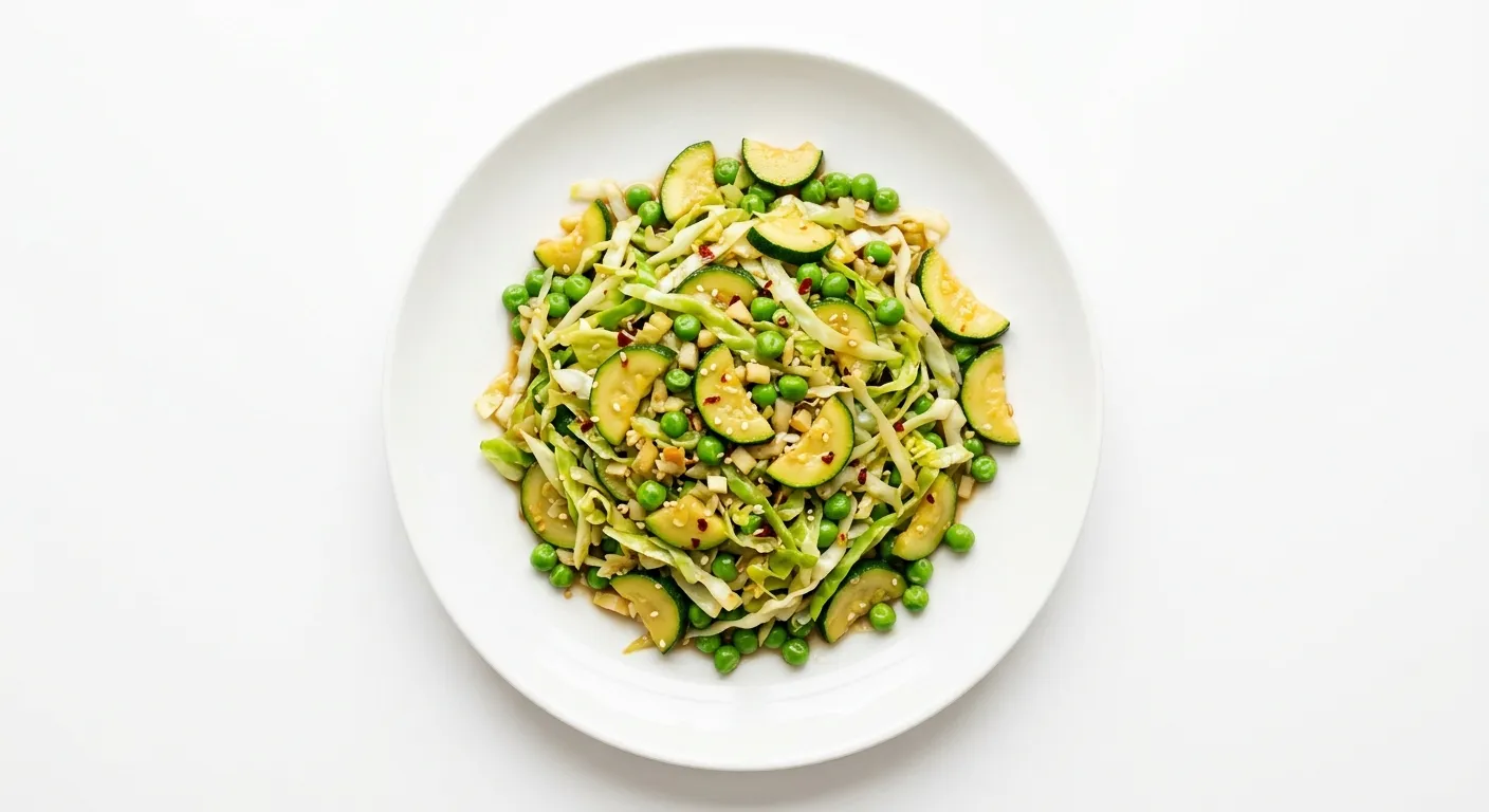 Zucchini and Cabbage Stir-Fry with Peas
